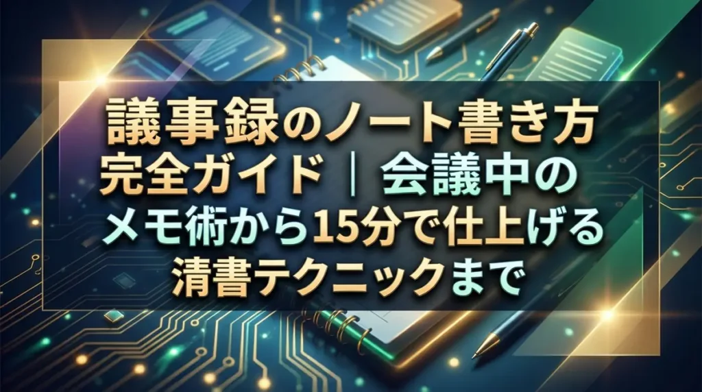 議事録のノート書き方完全ガイド｜会議中のメモ術から15分で仕上げる清書テクニックまで